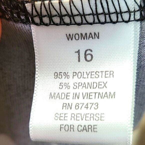 Roz & Ali Black Dress with Blue & Purple Floral, Bell Sleeves, Size 16 - Picture 8 of 8